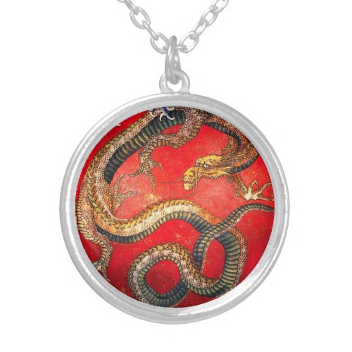 Hokusai Gold Japanese Dragon Necklace