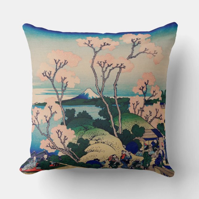 Hokusai - Goten-Yama-Hill, Throw Pillow (Front)
