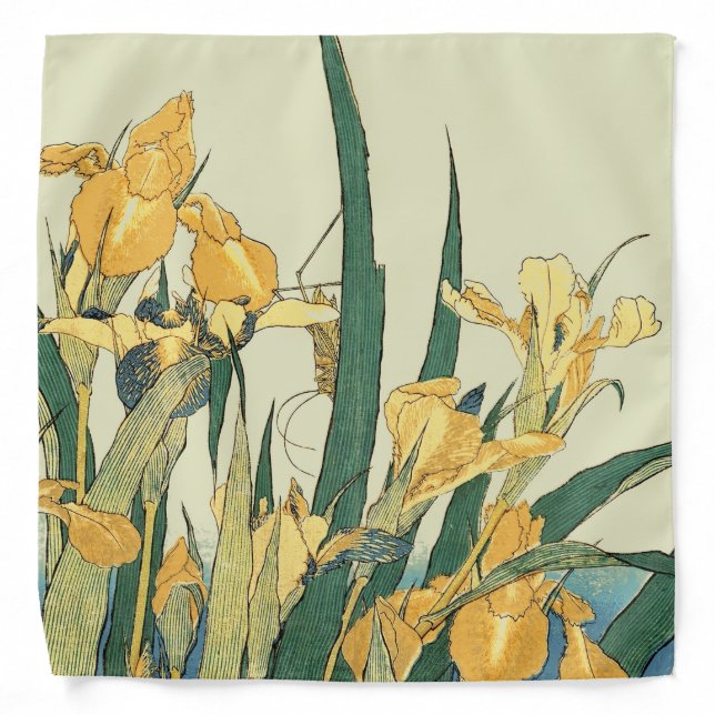 Hokusai grasshopper and iris Japan Bandana (Front)