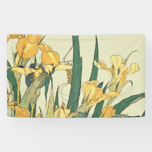 Hokusai grasshopper and iris Japan Banner
