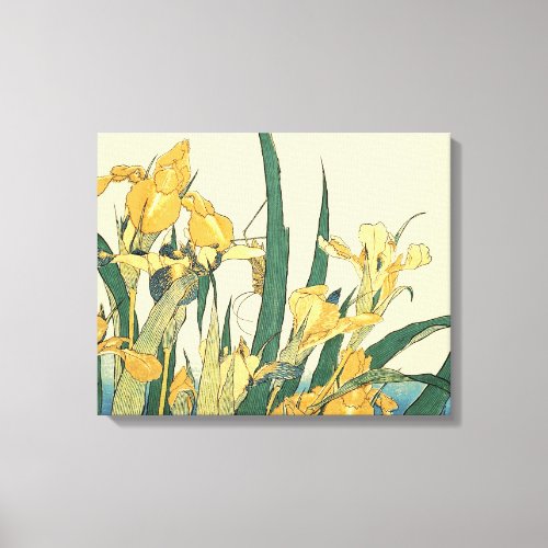 Hokusai grasshopper and iris Japan Canvas Print