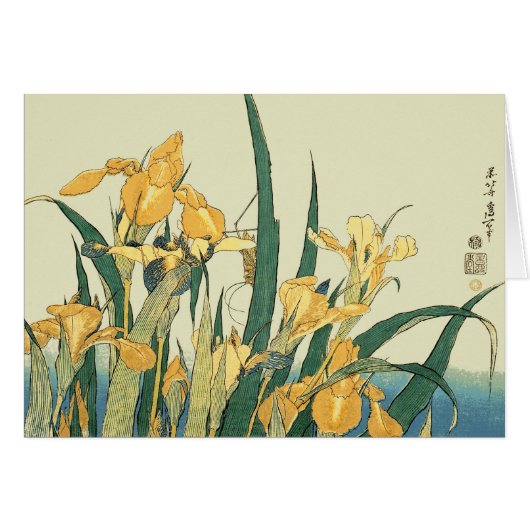 Hokusai grasshopper and iris Japan Cards (Front Horizontal)