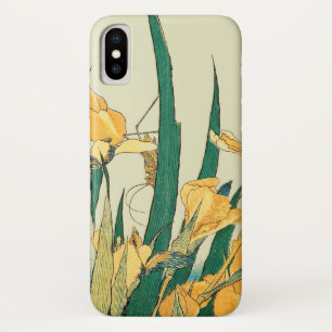 Hokusai grasshopper and iris Japan iPhone X Case