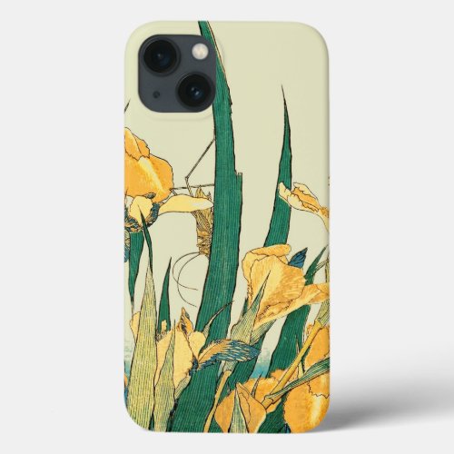 Hokusai grasshopper and iris Japan iPhone 13 Case