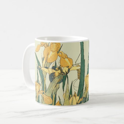 Hokusai grasshopper and iris Japan Coffee Mug