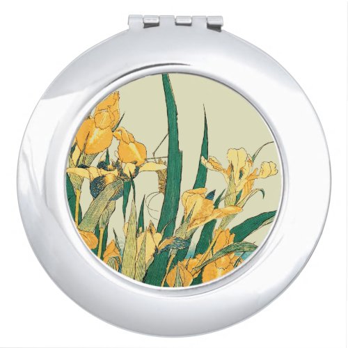 Hokusai grasshopper and iris Japan Compact Mirror