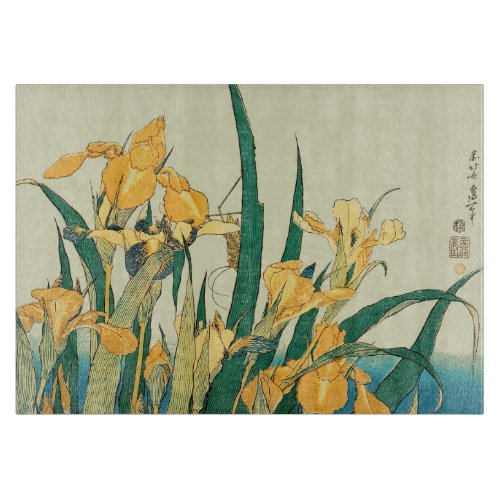 Hokusai grasshopper and iris Japan Cutting Board