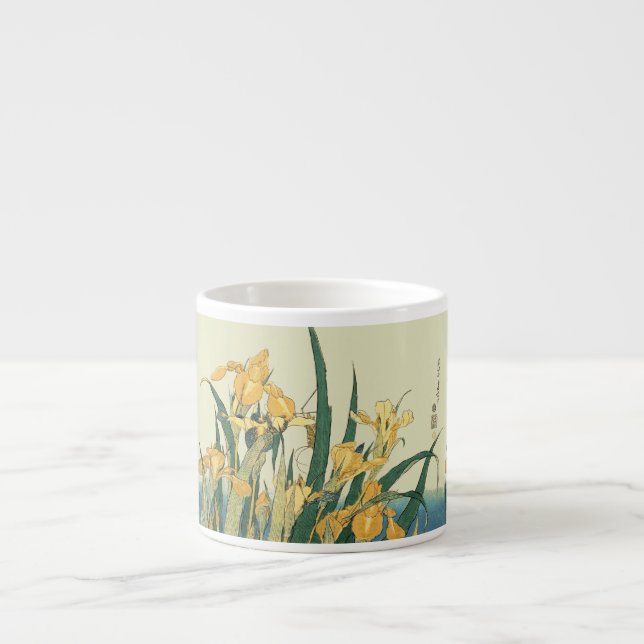 Hokusai grasshopper and iris Japan Espresso Cup (Front)
