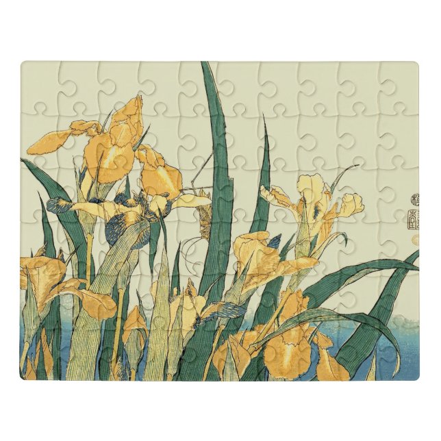 Hokusai grasshopper and iris Japan Jigsaw Puzzle (Puzzle Horizontal)