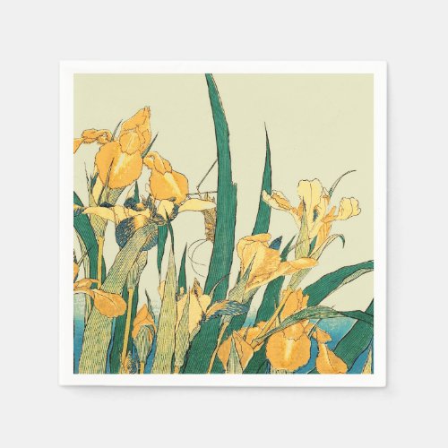 Hokusai grasshopper and iris Japan Napkins