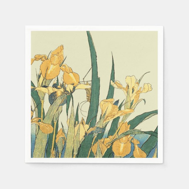 Hokusai grasshopper and iris Japan Napkins (Front)
