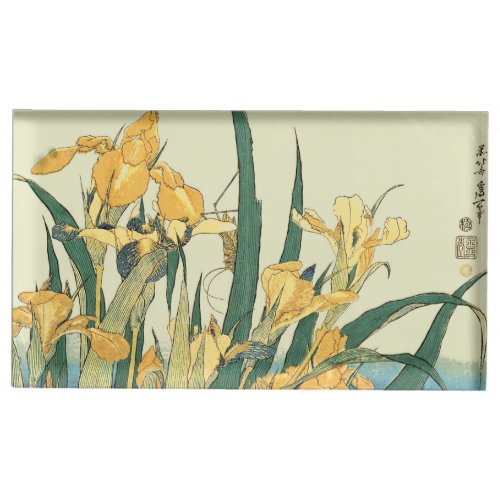 Hokusai grasshopper and iris Japan Place Card Holder