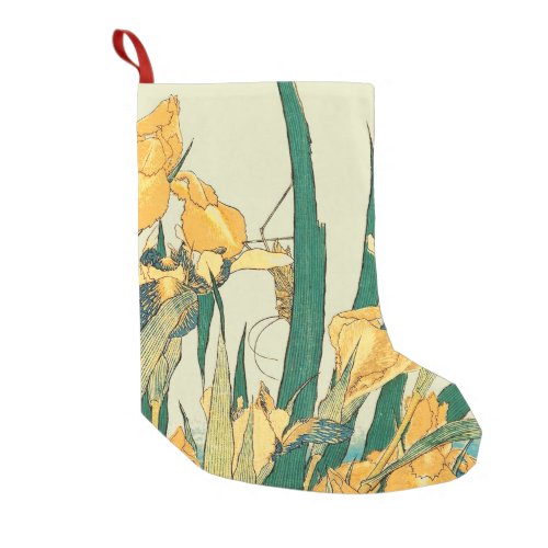 Hokusai grasshopper and iris Japan Small Christmas Stocking