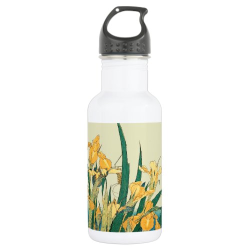 Hokusai grasshopper and iris Japan Stainless Steel Water Bottle