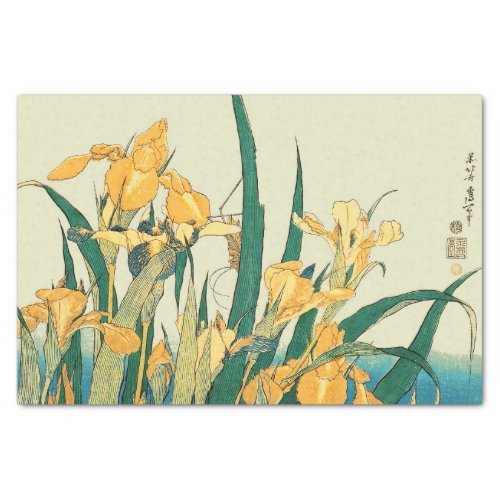 Hokusai grasshopper and iris Japan Tissue Paper