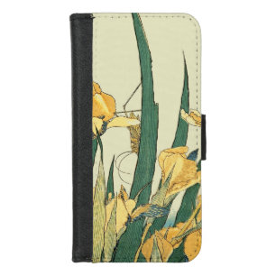 Hokusai Grasshopper Iris Vintage Print: Japanese iPhone 8/7 Wallet Case