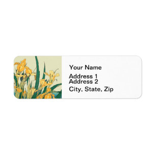 Hokusai Grasshopper Iris Vintage Print: Japanese Label