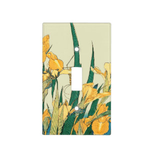 Hokusai Grasshopper Iris Vintage Print: Japanese Light Switch Cover