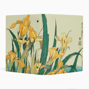 Hokusai Grasshopper Iris Vintage Print: Japanese Mini Binder