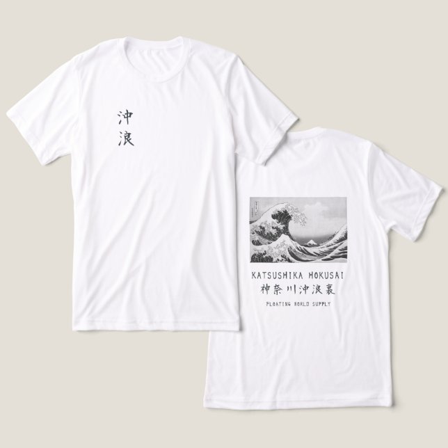 Hokusai Great Wave Minimalist Japanese Art White Tri-Blend Shirt (Design Front & Back)