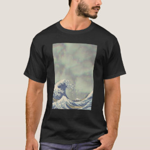 Hokusai Great Wave On Grunge Clouds T-Shirt