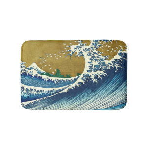 Hokusai Great Wave Pattern: Japanese Ukiyo-e Art Bath Mat