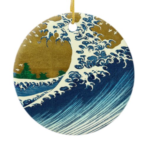 Hokusai Great Wave Pattern: Japanese Ukiyo-e Art Ceramic Ornament