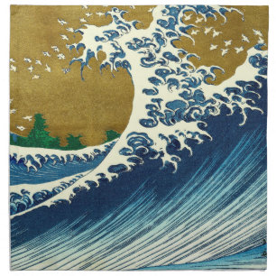 Hokusai Great Wave Pattern: Japanese Ukiyo-e Art Cloth Napkin
