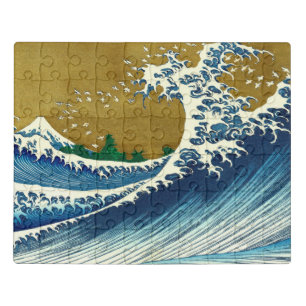 Hokusai Great Wave Pattern: Japanese Ukiyo-e Art Jigsaw Puzzle