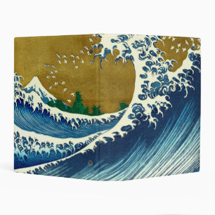 Hokusai Great Wave Pattern: Japanese Ukiyo-e Art Mini Binder
