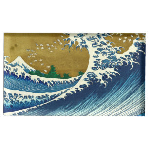 Hokusai Great Wave Pattern: Japanese Ukiyo-e Art Place Card Holder