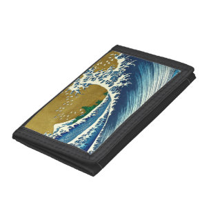 Hokusai Great Wave Pattern: Japanese Ukiyo-e Art Tri-fold Wallet