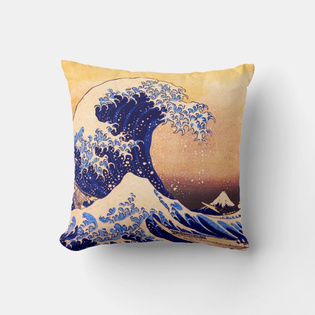 Hokusai great wave throw pillow (Front)