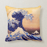 Hokusai great wave throw pillow