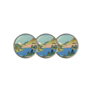 Hokusai Hakone Lake in Sagami Province    Golf Bal Ball Marker