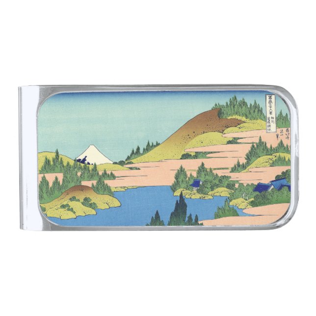Hokusai Hakone Lake in Sagami Province   Silver Finish Money Clip (Front)