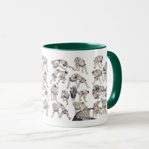 Hokusai  Image of Sumo wrestlers Mug