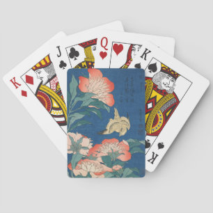 Hokusai Japanese Art Peonies and Canary Bird Poker Cards