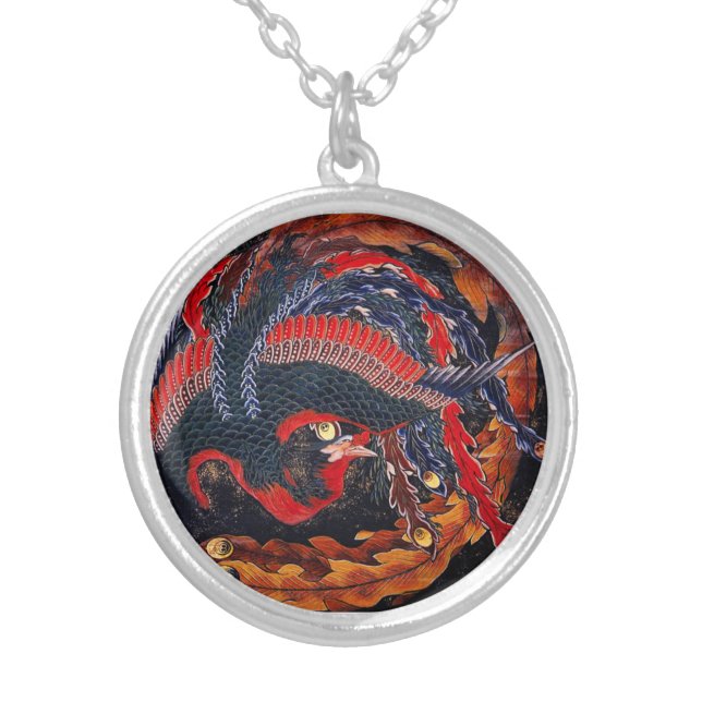 Hokusai Japanese Phoenix Necklace (Front)