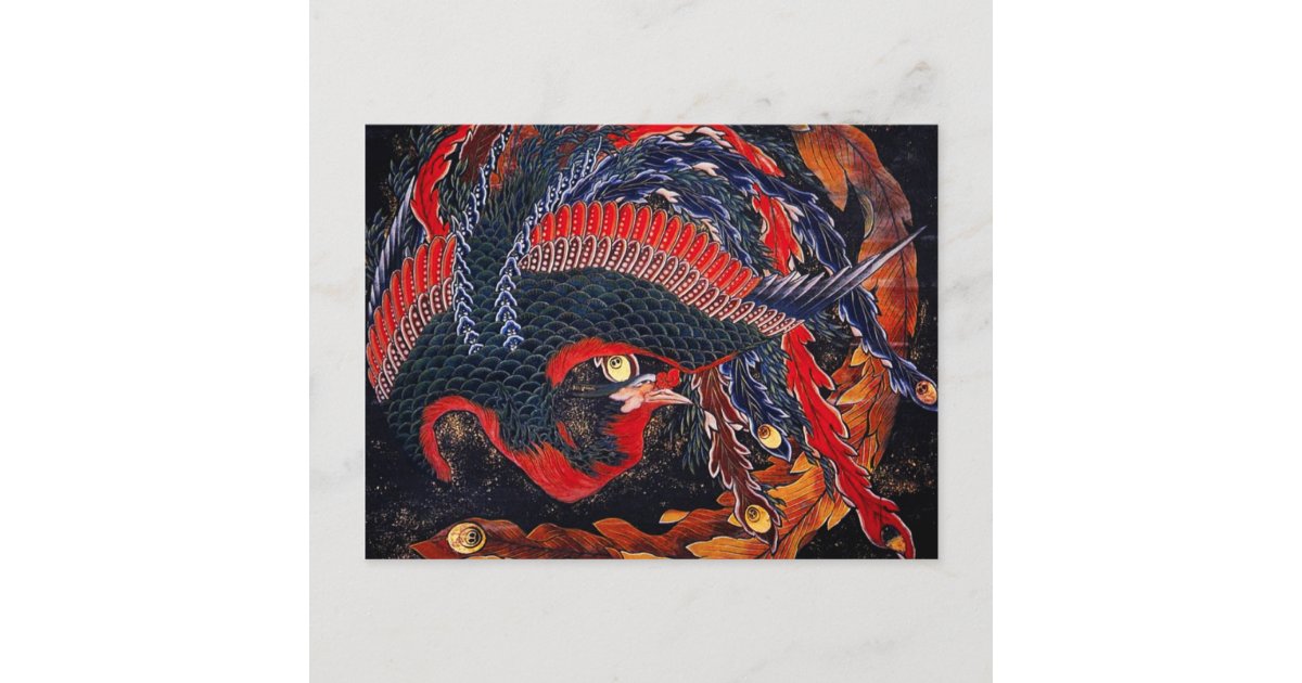 Hokusai Japanese Phoenix Postcard Zazzle