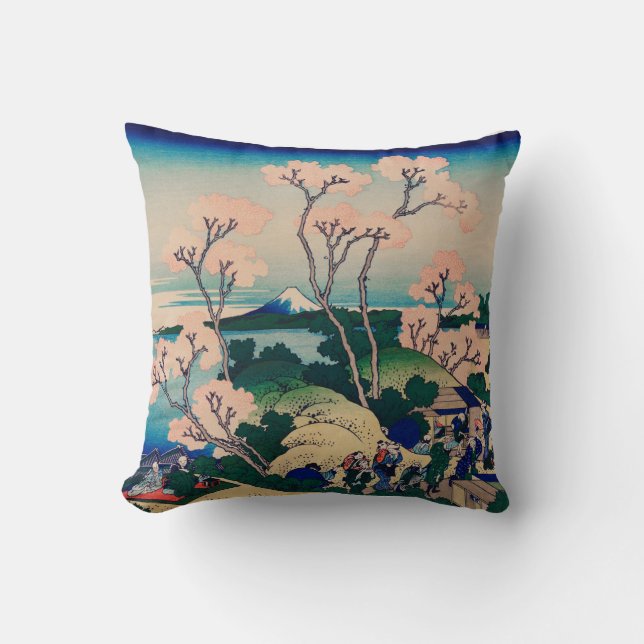 HOKUSAI JAPANESE PRINT COTTON Throw Pillow (Front)
