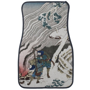 Hokusai Katsushika - Hunters By A Fire In The Snow Car Floor Mat