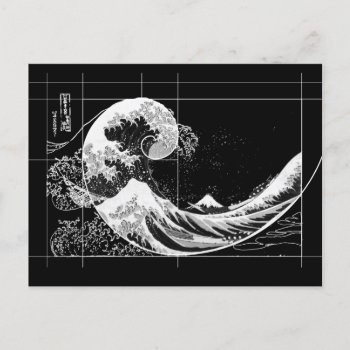 Hokusai Meets Fibonacci  Black And White Card by Ars_Brevis at Zazzle