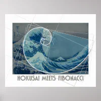 Hokusai rencontre Fibonacci, nombre d'or, version | Poster