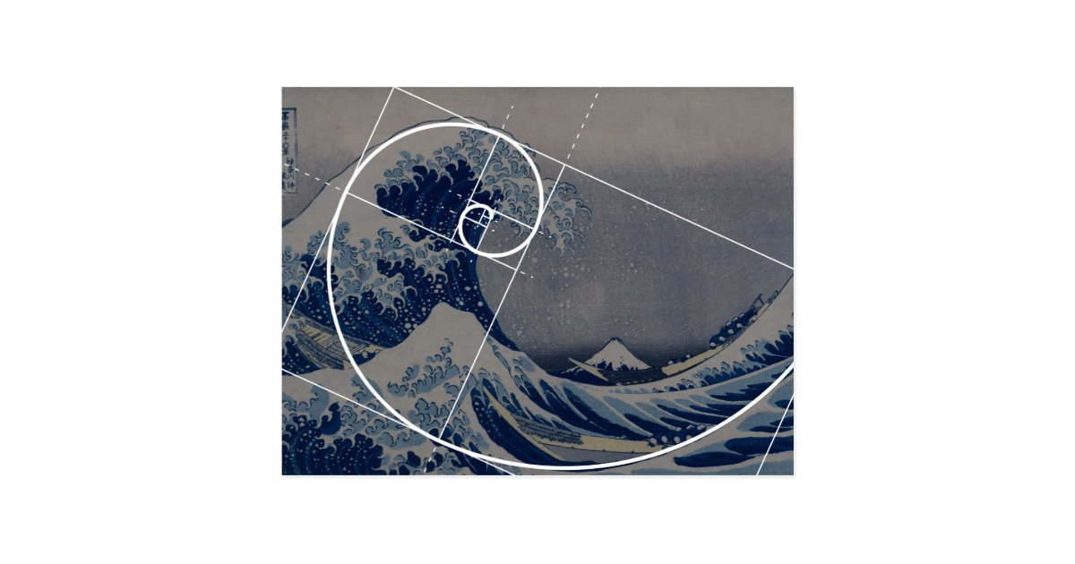 Hokusai Meets Fibonacci, Golden Ratio Postcard | Zazzle.com