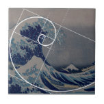 Hokusai Meets Fibonacci, Golden Ratio Tile at Zazzle