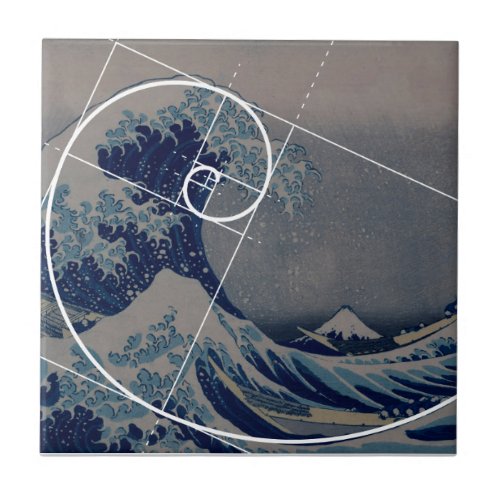 Hokusai Meets Fibonacci Golden Ratio Tile