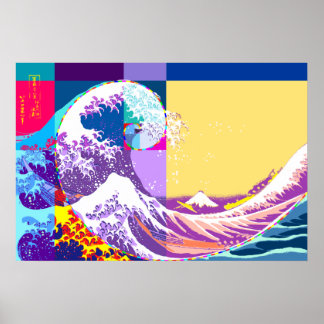 Hokusai Meets Fibonacci, Pop Art Style Poster