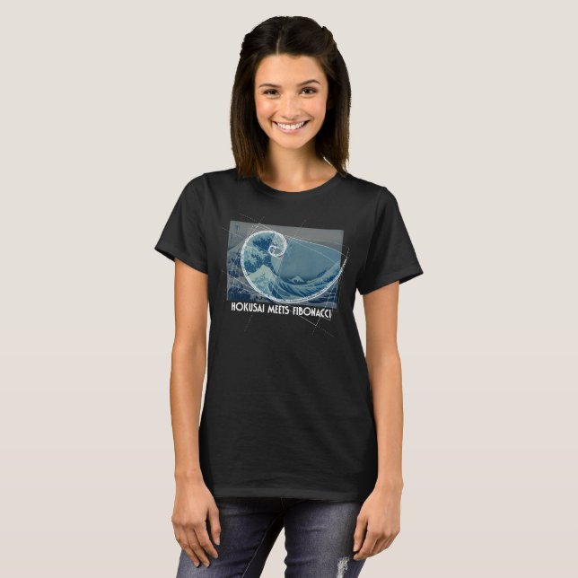 Hokusai Meets Fibonacci with Numerical Sequence T-Shirt (Front Full)