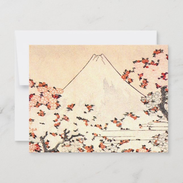 Hokusai Mount Fuji Cherry Blossoms Invitations (Front)